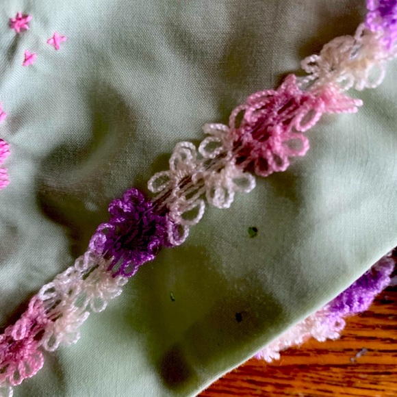 Handmade Pillowcase Top crochet tatting boho hippy blouse Festival Green… - Picture 7 of 7